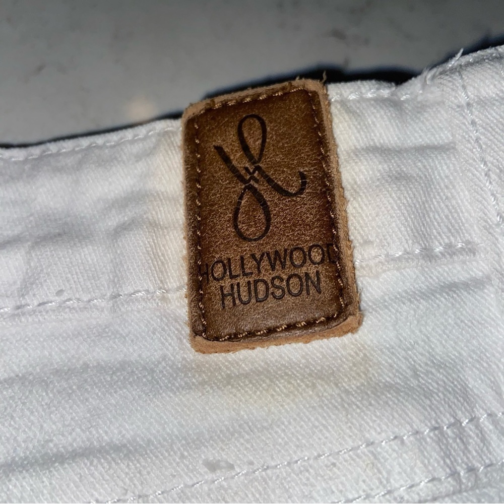 Hudson Vintage Hollywood Los Angeles Women's Sz 14 White  Jeans Ankle Zip - Picture 6 of 15